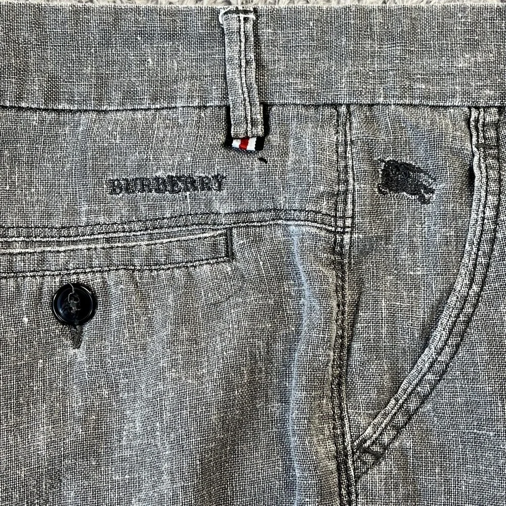 Burberry London Pants Men's 36 Slim Fit Grey Textured Cotton Chinos Actual 34x32